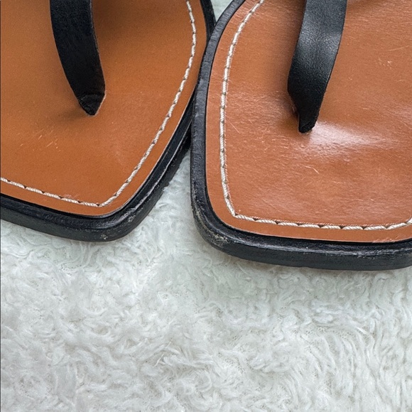 Frame Denim Black Sandals with Gold Ring - Picture 4 of 5